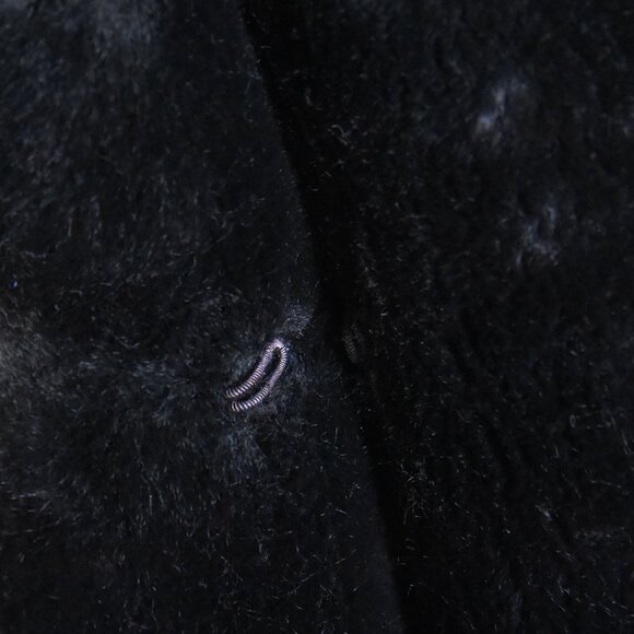 Black Long Plush Faux Fur Coat London Fog Winter Outerwear Coat Full Length 10 - Picture 5 of 9